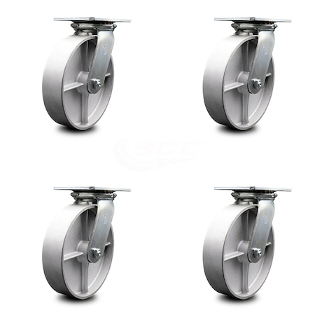 Service Caster 8 Inch Heavy Duty Semi Steel Caster Set with Roller Bearings SCC, 4PK SCC-35S820-SSR-4